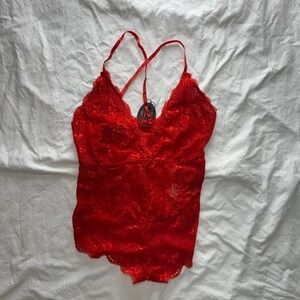 Y2k Red Lace Bodysuit Sz M NWTs